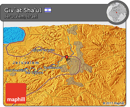 Political 3D Map of Giv`at Sha'ul
