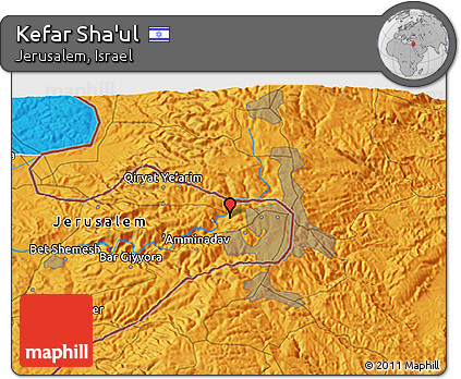 Political 3D Map of Kefar Sha'ul