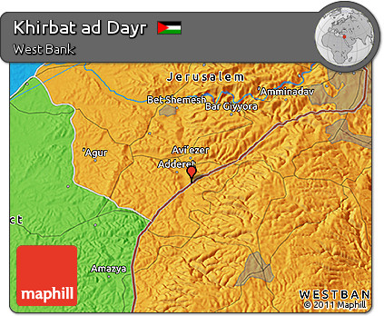 Political 3D Map of Khirbat Ad Dayr