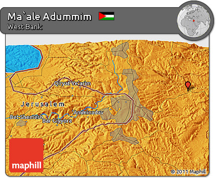 Political 3D Map of Ma`ale Adummim