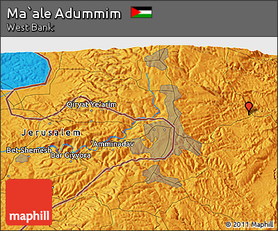 Political 3D Map of Ma`ale Adummim