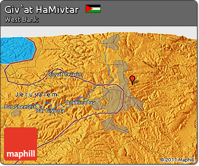 Political 3D Map of Giv`at HaMivtar