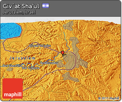 Political 3D Map of Giv`at Sha'ul