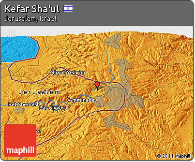 Political 3D Map of Kefar Sha'ul