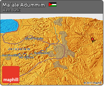 Political 3D Map of Ma`ale Adummim