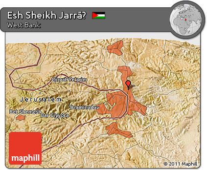 Satellite 3D Map of Esh Sheikh Jarrāḥ