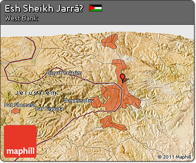 Satellite 3D Map of Esh Sheikh Jarrāḥ