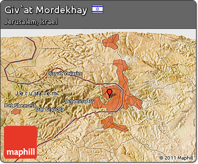 Satellite 3D Map of Giv`at Mordekhay