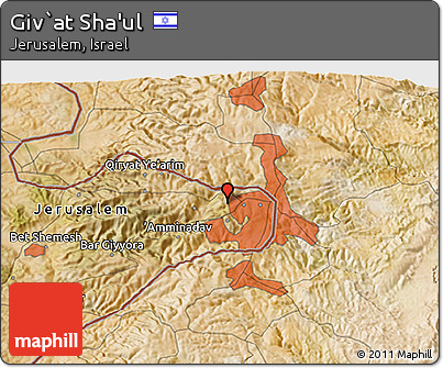 Satellite 3D Map of Giv`at Sha'ul