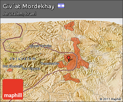 Satellite 3D Map of Giv`at Mordekhay