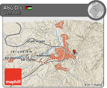 Shaded Relief 3D Map of Abū Dīs