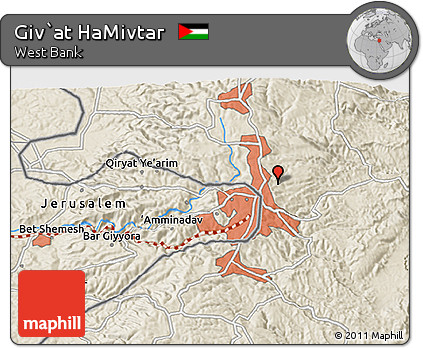 Shaded Relief 3D Map of Giv`at HaMivtar
