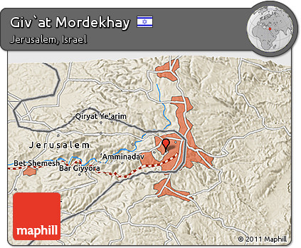 Shaded Relief 3D Map of Giv`at Mordekhay