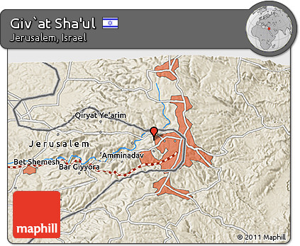 Shaded Relief 3D Map of Giv`at Sha'ul