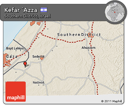 Shaded Relief 3D Map of Kefar `Azza