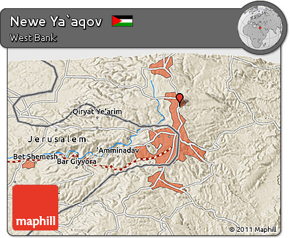 Shaded Relief 3D Map of Newe Ya`aqov
