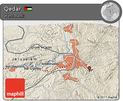 Shaded Relief 3D Map of Qedar