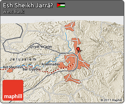 Shaded Relief 3D Map of Esh Sheikh Jarrāḥ