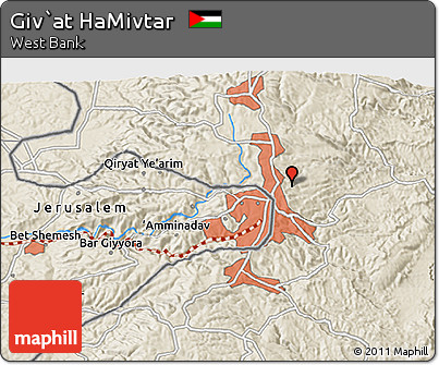 Shaded Relief 3D Map of Giv`at HaMivtar