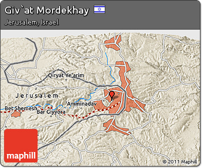 Shaded Relief 3D Map of Giv`at Mordekhay