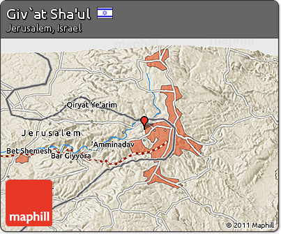 Shaded Relief 3D Map of Giv`at Sha'ul