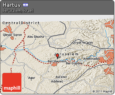 Shaded Relief 3D Map of Hartuv
