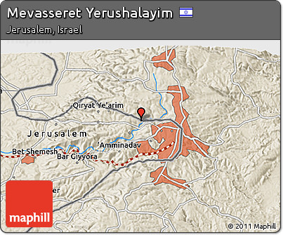 Shaded Relief 3D Map of Mevasseret Yerushalayim