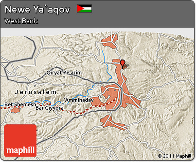 Shaded Relief 3D Map of Newe Ya`aqov