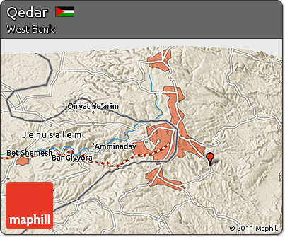 Shaded Relief 3D Map of Qedar