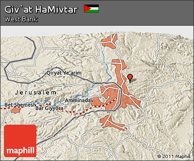 Shaded Relief 3D Map of Giv`at HaMivtar
