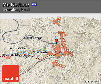 Shaded Relief 3D Map of Me Neftoaẖ