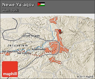 Shaded Relief 3D Map of Newe Ya`aqov