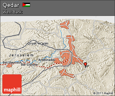 Shaded Relief 3D Map of Qedar