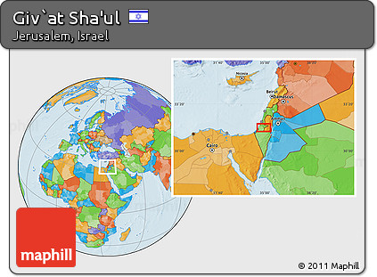 Political Location Map of Giv`at Sha'ul