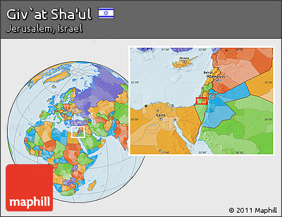 Political Location Map of Giv`at Sha'ul