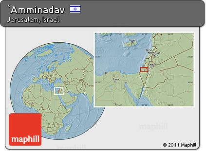 Savanna Style Location Map of `Amminadav, hill shading