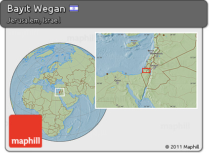 Savanna Style Location Map of Bayit Wegan, hill shading