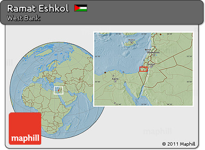 Savanna Style Location Map of Ramat Eshkol, hill shading