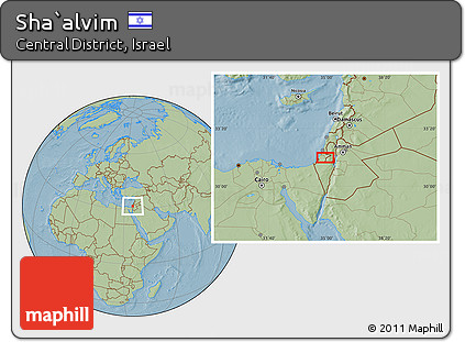 Savanna Style Location Map of Sha`alvim, hill shading