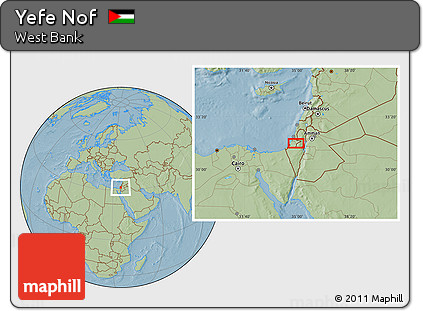 Savanna Style Location Map of Yefe Nof, hill shading