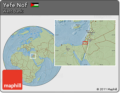 Savanna Style Location Map of Yefe Nof, hill shading