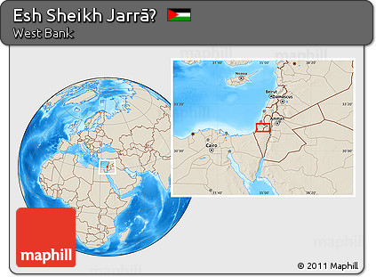 Shaded Relief Location Map of Esh Sheikh Jarrāḥ