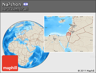 Shaded Relief Location Map of Naẖshon