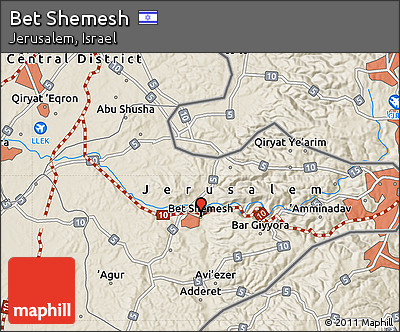 Shaded Relief Map of Bet Shemesh