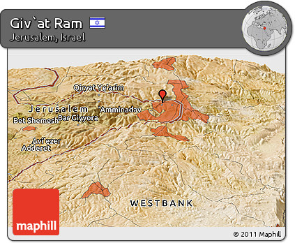 Satellite Panoramic Map of Giv`at Ram