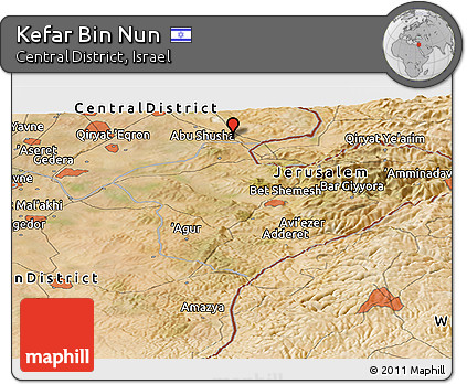 Satellite Panoramic Map of Kefar Bin Nun