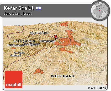 Satellite Panoramic Map of Kefar Sha'ul