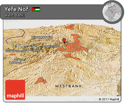 Satellite Panoramic Map of Yefe Nof