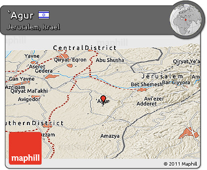 Shaded Relief Panoramic Map of `Agur