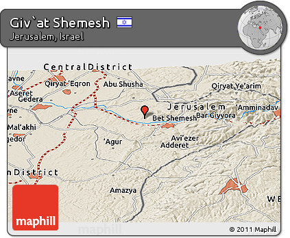 Shaded Relief Panoramic Map of Giv`at Shemesh